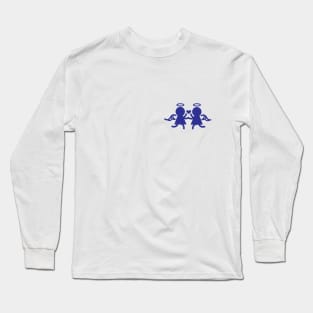 Dark Blue Twin Angels Holding Hands Long Sleeve T-Shirt